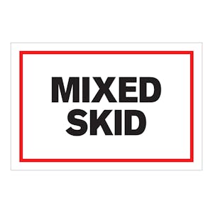 "Mixed Skid" Horizontal Rectangular Paper Label with Red Border - 4" x 6"
