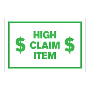 "High Claim Item" Rectangular Labels