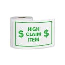 "High Claim Item" Horizontal Rectangular Paper Label with Symbol & Green Border - 4" x 6"