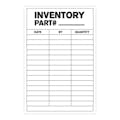 "Inventory Part Number ____ with Date, By & Quantity" Rows Vertical Rectangular Paper Write-On Label with Black Font - 4" x 6"