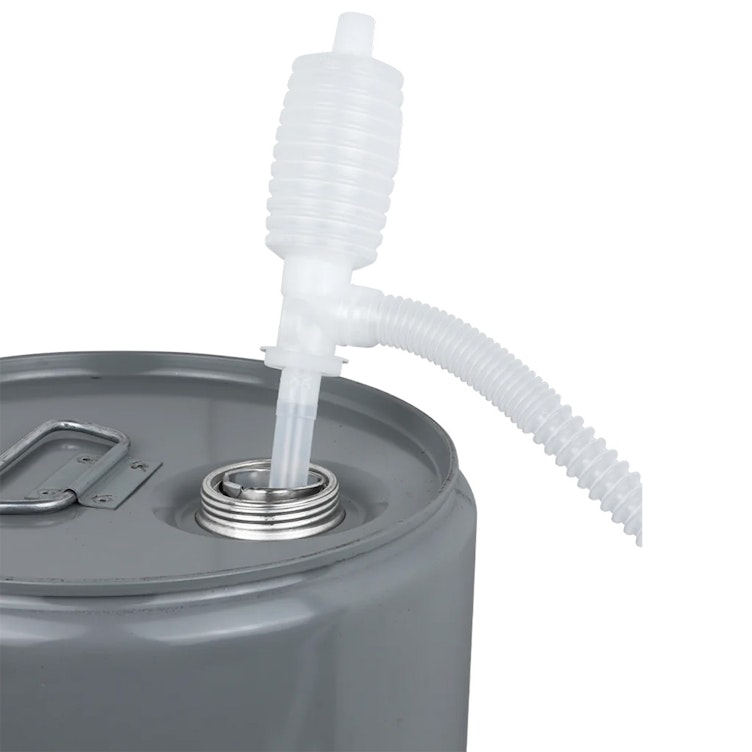 White PE & PP Acid & Brake Cleaner Siphon Pump for 1 to 5 Gallon Containers - 2 GPM
