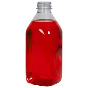 32 oz. Clear R-PET Square Beverage Bottle with 38mm DBJ Neck (Cap Sold Separately)