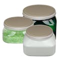 4 oz. Clear PET Firenze Square Jar with 70/400 Brushed Silver Aluminum Cap with Foam Liner