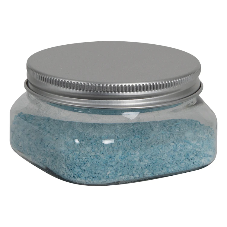 4 oz. Clear PET Firenze Square Jar with 70/400 Brushed Silver Aluminum Cap with Foam Liner