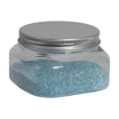 6 oz. Clear PET Firenze Square Jar with 70/400 Brushed Silver Aluminum Cap with Foam Liner