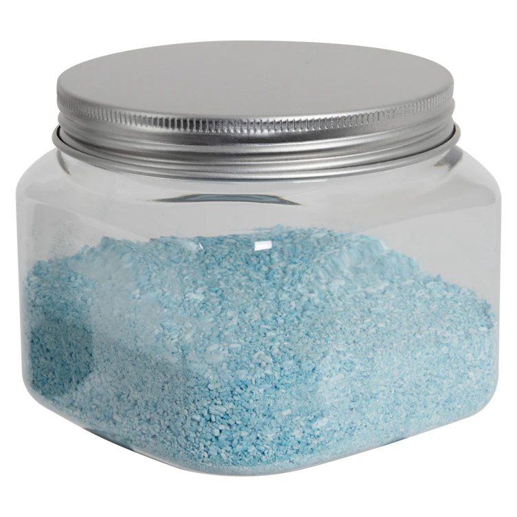 8 oz. Clear PET Firenze Square Jar with 70/400 Brushed Silver Aluminum Cap with Foam Liner