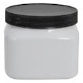 8 oz. White PET Firenze Square Jar with 70/400 Black Ribbed Cap with F217 Liner