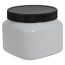 16 oz. White PET Firenze Square Jar with 89/400 Black Ribbed Cap with F217 Liner