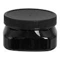 4 oz. Black PET Firenze Square Jar with 70/400 Black Ribbed Cap with F217 Liner