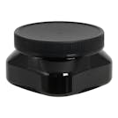 4 oz. Black PET Firenze Square Jar with 70/400 Black Ribbed Cap with F217 Liner