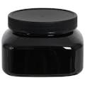 8 oz. Black PET Firenze Square Jar with 70/400 Black Ribbed Cap with F217 Liner