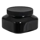 8 oz. Black PET Firenze Square Jar with 70/400 Black Ribbed Cap with F217 Liner