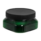 4 oz. Dark Green PET Firenze Square Jar with 70/400 Black Ribbed Cap with F217 Liner