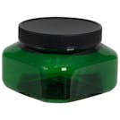 8 oz. Dark Green PET Firenze Square Jar with 70/400 Black Ribbed Cap with F217 Liner