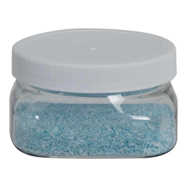 4 oz. Clear PET Firenze Square Jar with 70/400 White Ribbed Cap with F217 Liner