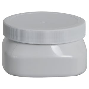 4 oz. White PET Firenze Square Jar with 70/400 White Ribbed Cap with F217 Liner