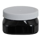 4 oz. Black PET Firenze Square Jar with 70/400 White Ribbed Cap with F217 Liner