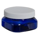 4 oz. Cobalt Blue PET Firenze Square Jar with 70/400 White Ribbed Cap with F217 Liner