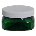 4 oz. Dark Green PET Firenze Square Jar with 70/400 White Ribbed Cap with F217 Liner