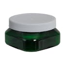 4 oz. Dark Green PET Firenze Square Jar with 70/400 White Ribbed Cap with F217 Liner