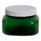 8 oz. Dark Green PET Firenze Square Jar with 70/400 White Ribbed Cap with F217 Liner