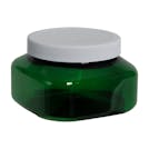 8 oz. Dark Green PET Firenze Square Jar with 70/400 White Ribbed Cap with F217 Liner