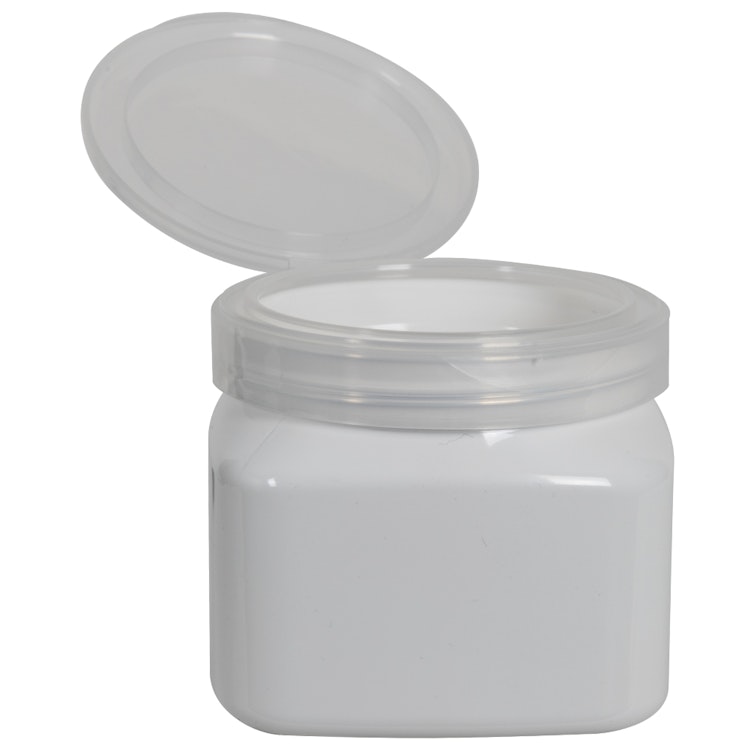 8 oz. White PET Firenze Square Jar with 70/400 Natural Snap-Top Cap