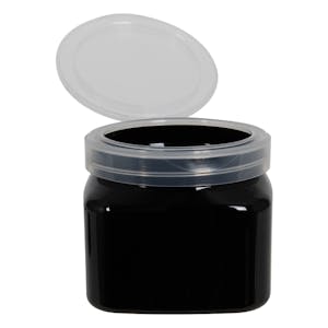 8 oz. Black PET Firenze Square Jar with 70/400 Natural Snap-Top Cap