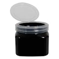 4 oz. Black PET Firenze Square Jar with 70/400 Natural Snap-Top Cap