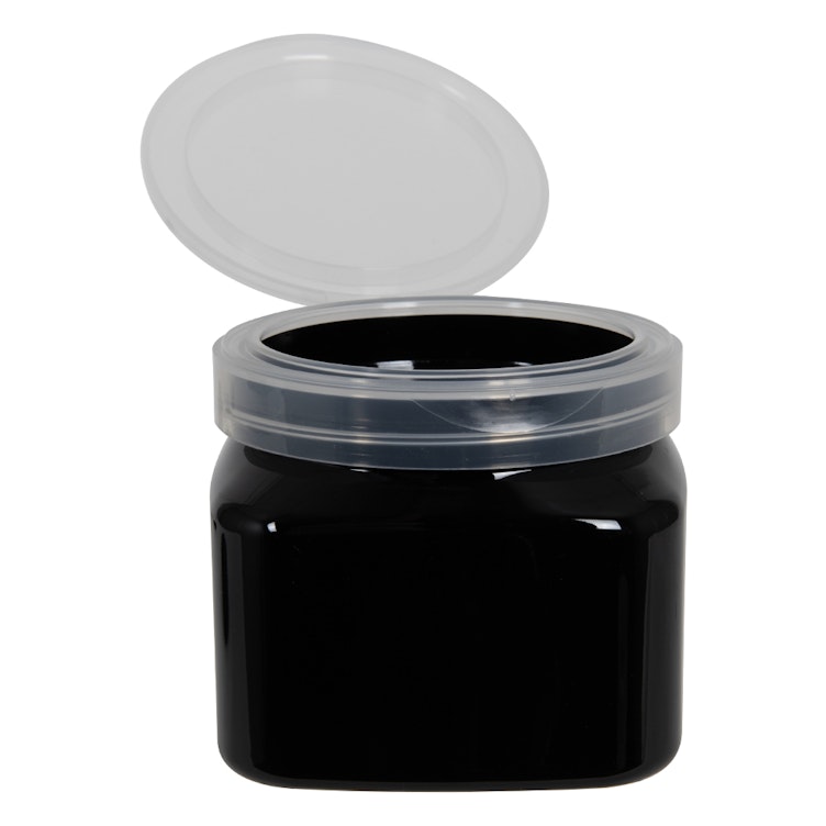 16 oz. Black PET Firenze Square Jar with 89/400 Natural Snap-Top Cap