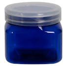 16 oz. Cobalt Blue PET Firenze Square Jar with 89/400 Natural Snap-Top Cap