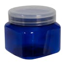 16 oz. Cobalt Blue PET Firenze Square Jar with 89/400 Natural Snap-Top Cap