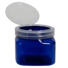 16 oz. Cobalt Blue PET Firenze Square Jar with 89/400 Natural Snap-Top Cap