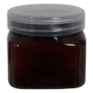 16 oz. Light Amber PET Firenze Square Jar with 89/400 Natural Snap-Top Cap