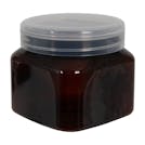 16 oz. Light Amber PET Firenze Square Jar with 89/400 Natural Snap-Top Cap