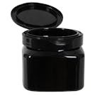 16 oz. Black PET Firenze Square Jar with 89/400 Black Snap-Top Cap