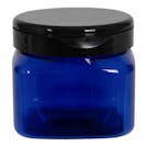 16 oz. Cobalt Blue PET Firenze Square Jar with 89/400 Black Snap-Top Cap