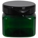 16 oz. Dark Green PET Firenze Square Jar with 89/400 Black Snap-Top Cap