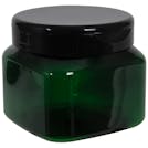 16 oz. Dark Green PET Firenze Square Jar with 89/400 Black Snap-Top Cap