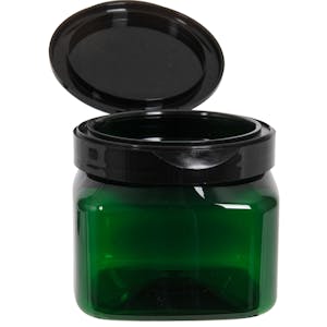 16 oz. Dark Green PET Firenze Square Jar with 89/400 Black Snap-Top Cap