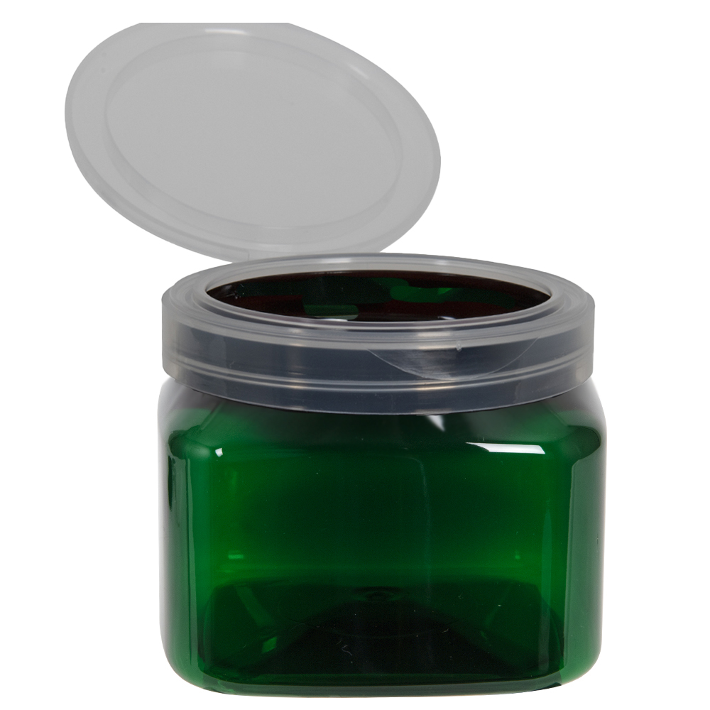 8 oz. Dark Green PET Firenze Square Jar with 70/400 Natural Snap