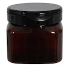 16 oz. Light Amber PET Firenze Square Jar with 89/400 Black Snap-Top Cap