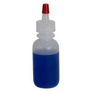 1 oz. Natural HDPE Boston Round Bottle with 18/400 Natural Yorker Dispensing Cap