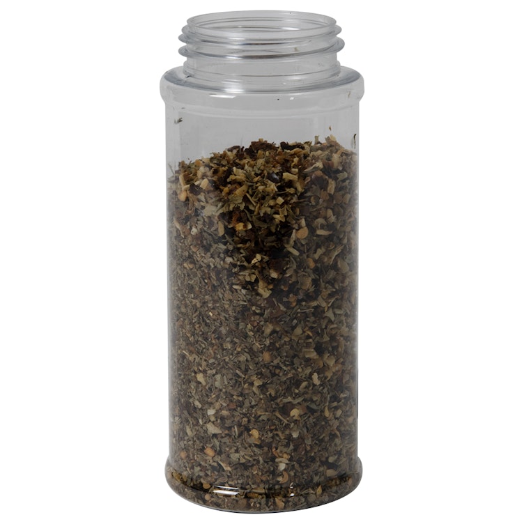12 oz. Clear PET Round Spice Jar with 53/485 Neck (Cap Sold Separately)