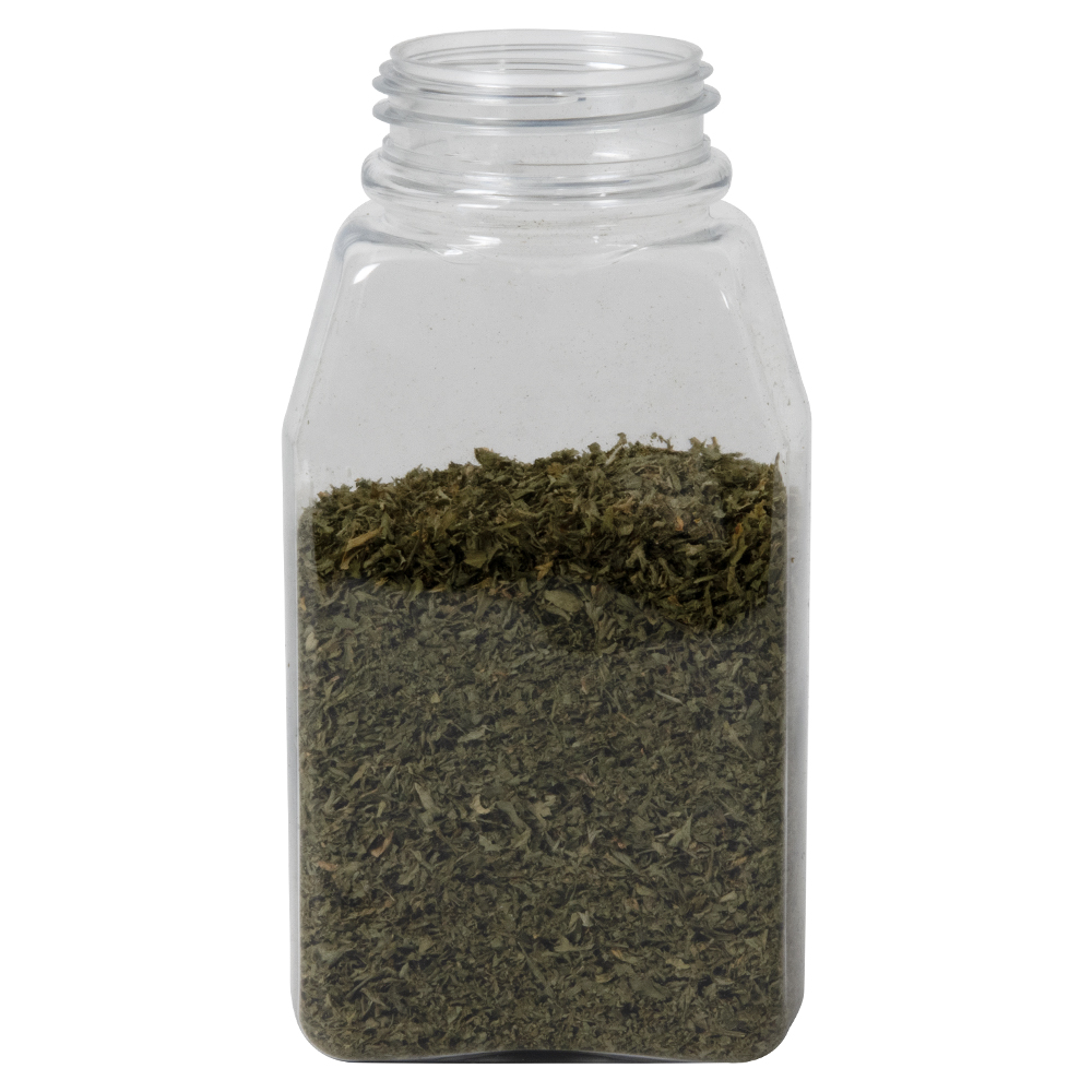 14 oz. Clear PET Oblong Spice Jar with 53/485 Neck (Cap Sold