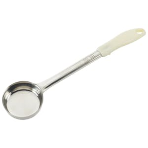 3 oz. Solid Stainless Steel Portion Scoop with Ivory Polypropylene Handle