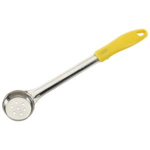 1 oz. Perforated Stainless Steel Portion Scoop with Yellow Polypropylene Handle