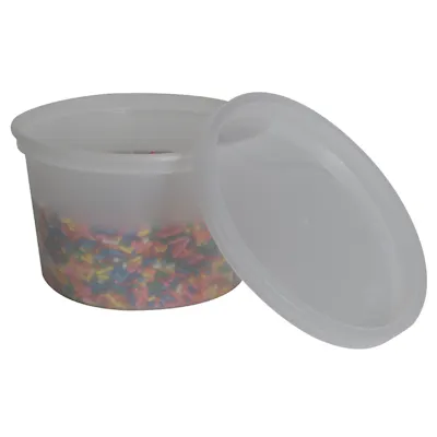 16 oz. Natural LDPE Short Round Multi-Purpose Container with Snap-On Lid - Case of 100