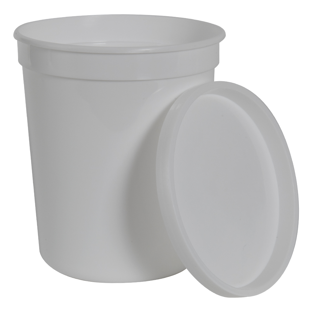 32 oz. White PPV Round Multi-Purpose Container with Snap-On Lid