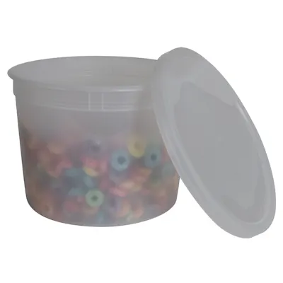 64 oz. Natural LDPE Round Multi-Purpose Container with Snap-On Lid - Case of 50
